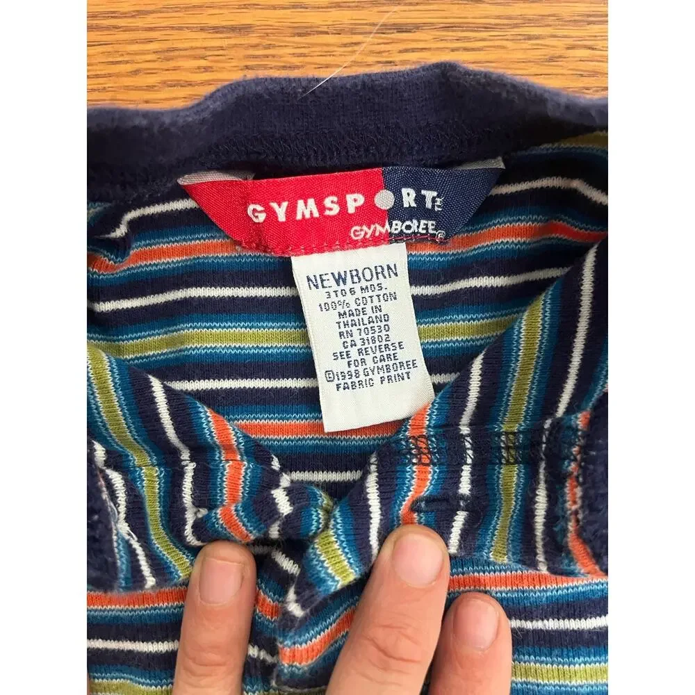Vintage 1998 Gymboree Gymsport Striped Bodysuit Newborn Baby Long Sleeve